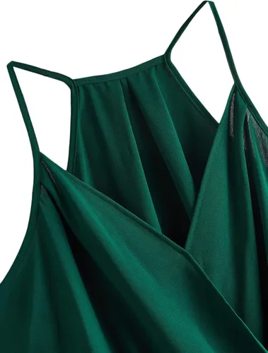 Vista 3 de SheIn - Camiseta envolvente con diseño retorcido en la parte delantera para mujer, camiseta sin mangas y tirantes delgados