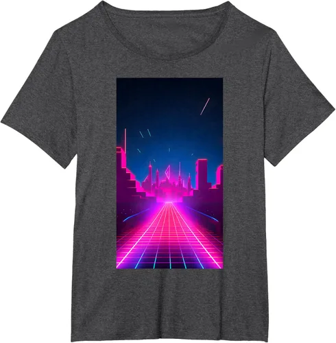 Vista 21 de Camiseta Retrowave Street 80s Vaporwave Synthwave, Negro -, Pequeña