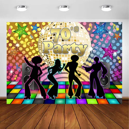 Vista 8 de Avezano Fondo de fiesta de regreso a los años 70 para adultos, decoraciones de fiesta de discoteca, bola de discoteca retro de los años 70, Let's