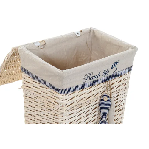 Vista 4 de Juego de Cestas DKD Home Decor Azul Beige Aluminio Espirales Mediterráneo 5 Piezas