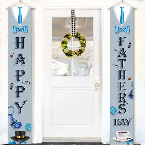 Vista 10 de KatchOn, Cartel negro con texto en inglés «Happy Father» – XtraL, 72 x 12 pulgadas Esmoquin para colgar telón de fondo del día del padre