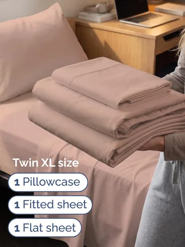 Vista 423 de Extra Deep Twin XL Sheet Set - 3 Piece College Dorm Room - White 01-Blanco