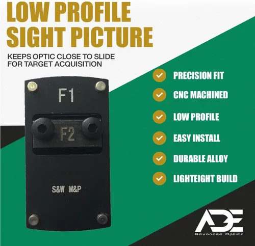 Vista 5 de Ade Advanced Optics Placa de montaje de punto mini / micro reflejo para Smith & Wesson M&P, color rojo