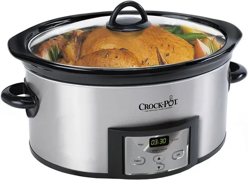 Vista 2 de Olla de cocción lenta Crock-Pot, 120 onzas cuenta regresiva programable, ovalada con balancín, acero inoxidable, SCCPVC605-S