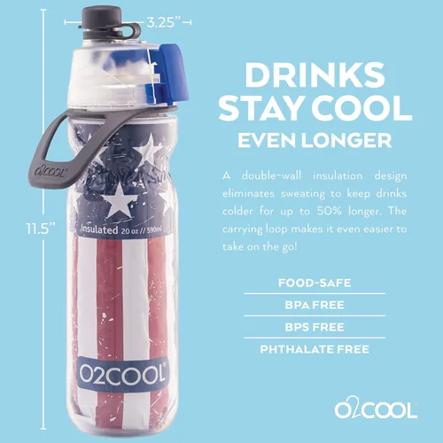 Vista 3 de O2COOL ArcticSqueeze botella de 20 onzas oficial que se aprieta para tomar