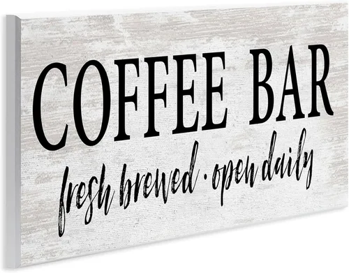 Vista 2 de Stupell Industries Letrero de barra de café con diseño rústico de grano con letras y forrado, placa de pared, 17 x 7 pulgadas
