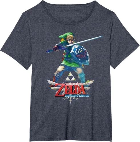 Vista 28 de Camiseta Nintendo Zelda Skyward Sword Link Ready for Battle Negro