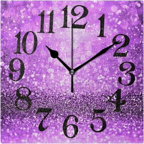 Vista 11 de Naanle Reloj de pared acrílico con estampado de purpurina rosa brillante, diseño de princesa para niña, redondo, cuadrado, diamante, pintura al