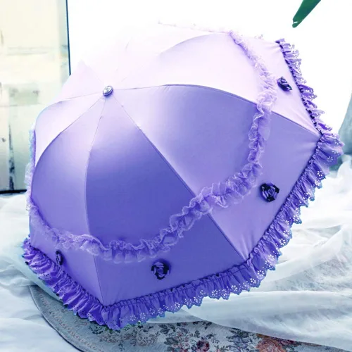 Vista 38 de Honeystore Paraguas plegable a prueba de rayos ultravioleta Princess Lace Parasol con cúpula anti-UV