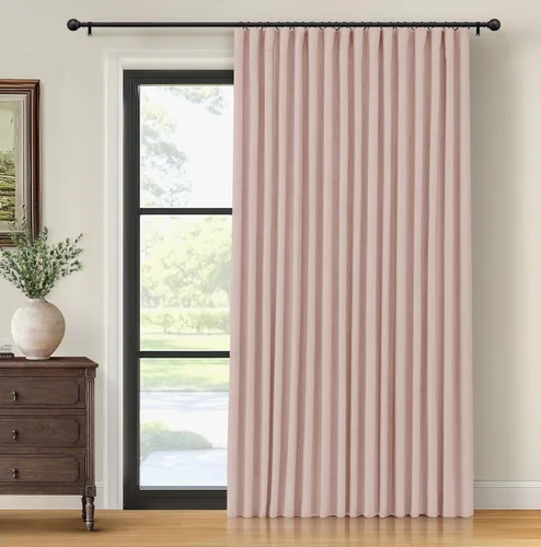 Vista 12 de INOVADAY Cortinas térmicas para puerta corredera 100% opacas para dormitorio, cortinas de puerta corrediza de vidrio extra anchas para patio, lino