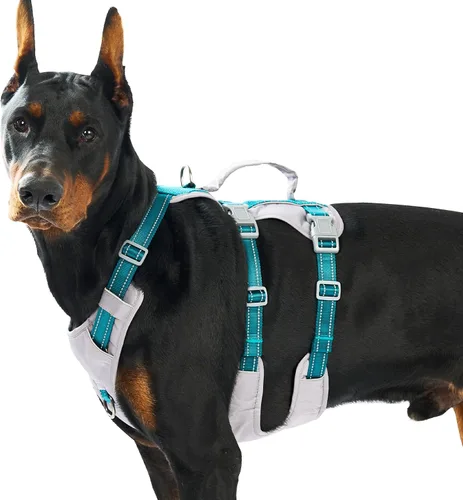 Vista 11 de Arnés reflectante para perros Huntboo con mango, a prueba de escapes, antideslizante, transpirable, ligero, arnés ajustable para perros pequeños