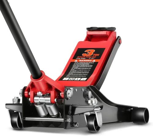 Vista 8 de Auto Dynasty Gato de piso de perfil bajo de 3 toneladas, gato hidráulico de acero resistente para automóvil con bomba de elevación rápida de Negro