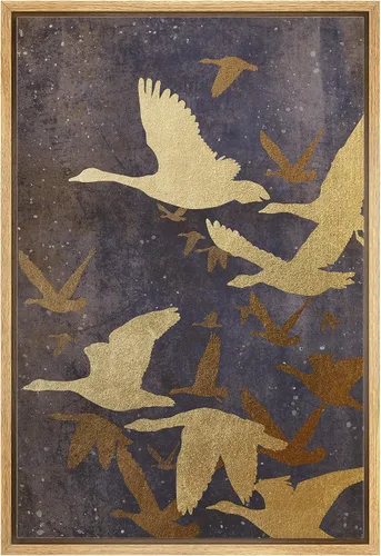 Vista 18 de NWT Impresión en lienzo enmarcado para pared, acuarela, grullas, pájaros volando, naturaleza salvaje, ilustraciones de arte moderno decorativo