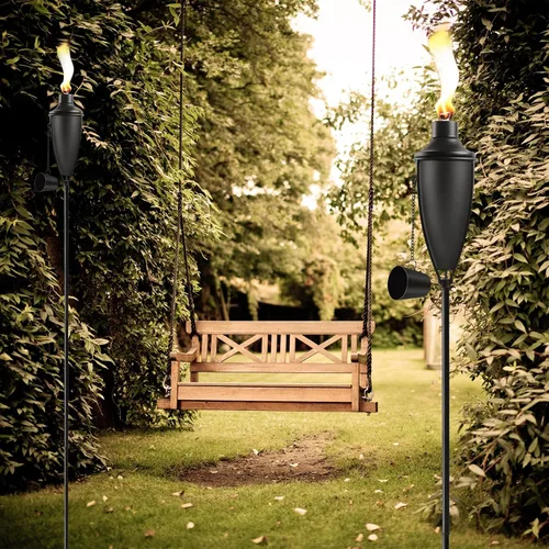 Vista 5 de ZSPENG Paquete de 1 antorcha de jardín para el hogar, gran capacidad de 22 onzas, antorcha de metal para exteriores, decoración de jardín, antorchas