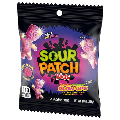 Vista 11 de SOUR PATCH KIDS Glow Ups Caramelos suaves y masticables de fresa, sandía