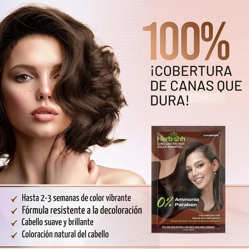 Vista 7 de Herbishh Dark Brown Travel Pack Champú Color 1 fl oz + Máscara de Argán 0.8 #Marrón oscuro