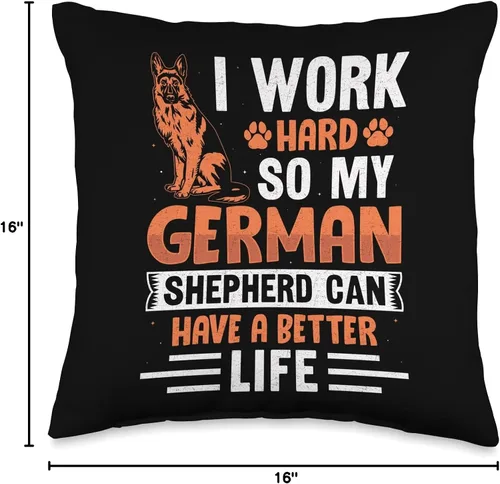 Vista 4 de German Shepherd Dog Gift Design Ideas I Work Hard so My German Shepherd can Have a Better Life - Almohada de 16 x 16 pulgadas, multicolor