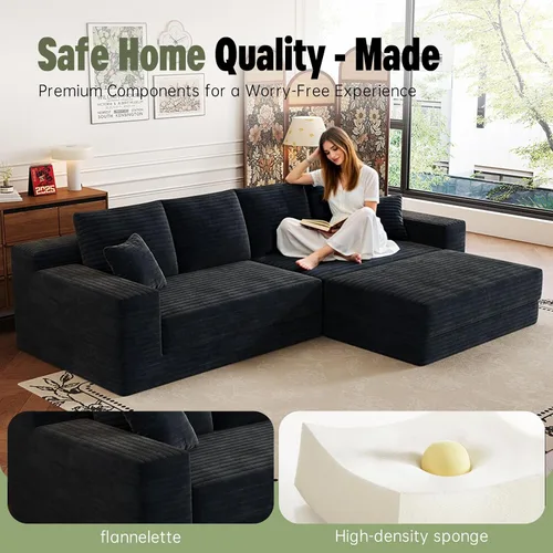 Vista 7 de Sofá modular modular de 106 pulgadas con asiento profundo, sofá de pana en forma de L con diván reversible, juego de 3 piezas para sala de estar