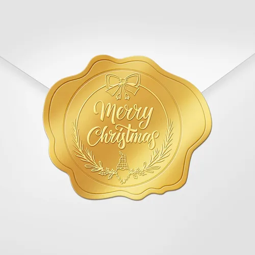 Vista 2 de 300 calcomanías doradas de sello de sobres de Navidad en relieve, calcomanías de Feliz Navidad para sellado de sobres, calcomanías de Navidad