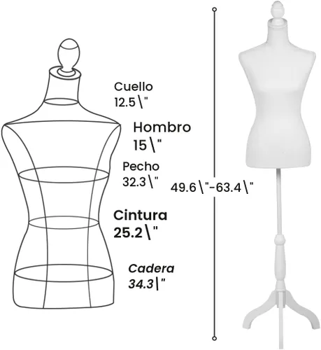Vista 7 de FDW Maniquí 60”-67” de altura ajustable, modelo de vestido femenino, torso de soporte con trípode para ropa (blanco)