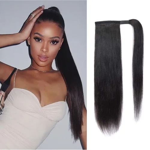 Vista 7 de Cola de Caballo de Cabello Humano Corto Rizado Crespo Envolvente con Clips Extensiones de Cola de Caballo de Pasta Mágica 120g/juego Pieza