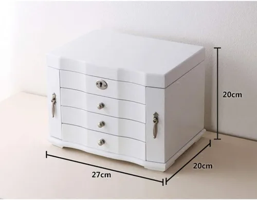 Vista 2 de luckxuan Joyero mediano de madera natural organizador de joyas de madera natural con cerradura y llave regalo para niñas o mujeres cajas de joyería