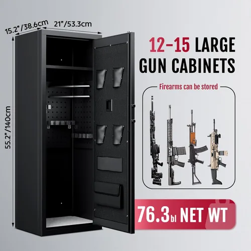 Vista 2 de KAER Caja fuerte para 12-15 armas, cajas fuertes biométricas para armas, caja fuerte para rifles, caja fuerte para armas para rifles y pistolas