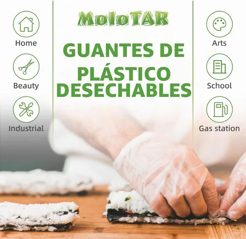 Vista 6 de MoloTAR 500 guantes desechables de plástico, guantes desechables para limpieza, [Talla única]