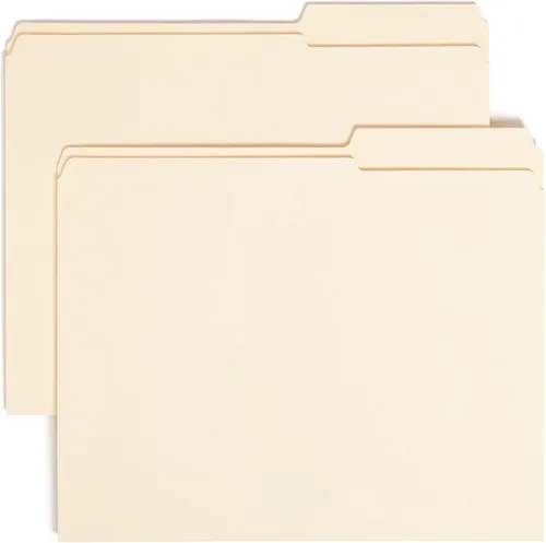 Vista 10 de Smead Carpetas de archivo tamaño carta, pestaña reforzada de corte 1/3, posiciones surtidos, tamaño carta, carpetas Manila 8.5 x 11, 100 por caja