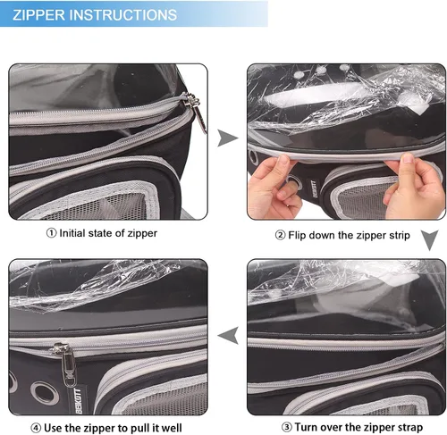 Vista 8 de Mochila para llevar a tu mascota (gatos, perros, conejos, etc.), aprobada por aerolíneas, mochila transparente con cápsula y ventilación