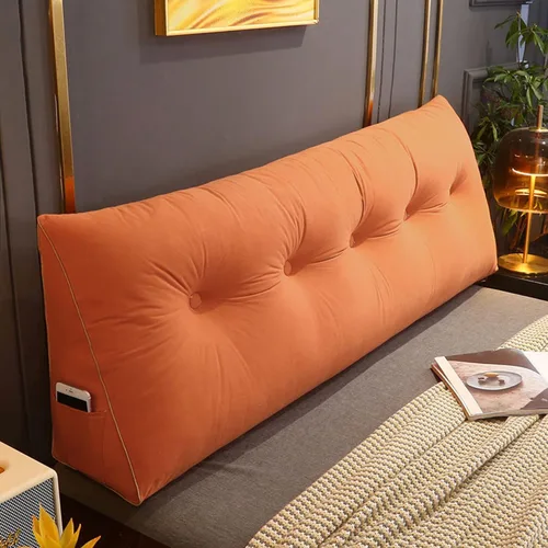Vista 11 de Cómoda almohada lumbar para descansar la cama, cojín triangular para leer y respaldo, almohada de cabecera para cama, almohada de lectura grande