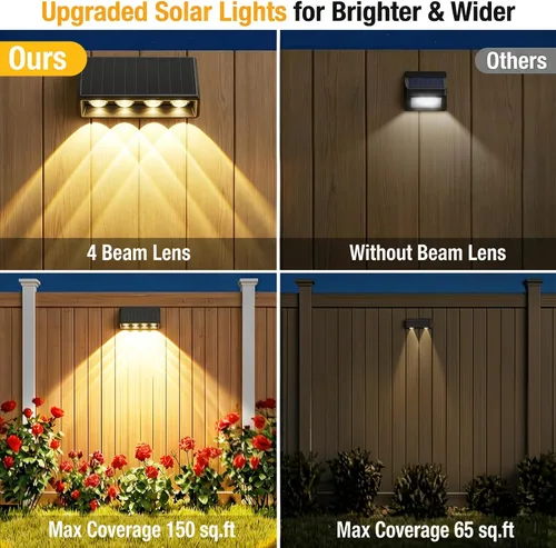 Vista 7 de Luces solares de pared para exteriores, 4 LED, 3 modos, luces de valla