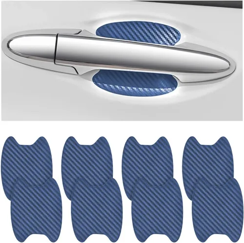 Vista 23 de 8 unidades de calcomanías para manija de puerta de coche, protector de copa de puerta de coche de fibra de carbono antiarañazos, película protectora