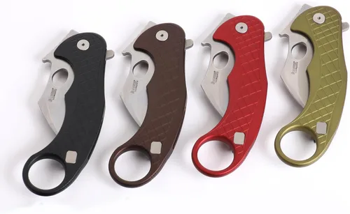 Vista 3 de LionSTEEL LEONE - Cuchillo plegable Karambit con hoja de acero CPM-Magnacut, mango integral de aluminio sólido, diseño Emerson Wave Design