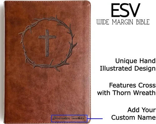 Vista 4 de Biblia amplia grabada a mano con letras y láser ESV, regalo personalizado, grabado de nombre personalizado disponible