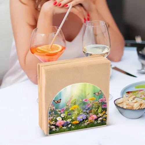 Vista 7 de Servilletero de mariposa de primavera para mesas, servilleteros de acrílico transparente para servilleteros de cóctel para cocina, restaurante, bar
