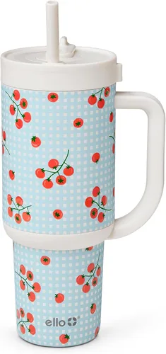 Vista 20 de Ello Oasis Vaso de 24 oz con asa y popote retráctil Taza reutilizable de acero inoxidable aislada 100% a prueba de fugas, regalos