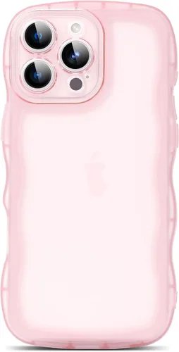 Vista 109 de SKYLMW Funda compatible con iPhone 12 Pro, diseño de ondas rizadas kawaii, borde chapado de lujo, elegante parte trasera transparente brillante, TPU