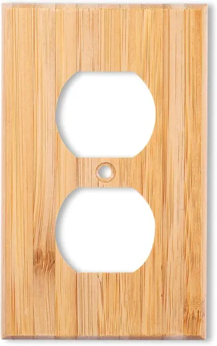 Vista 10 de Placa de Interruptor de Luz Dúplex de Palanca de Madera Maciza de 1 Gang, 4.5" x 4.5", Cubierta de Interruptor de Luz de Bambú de Madera Cruda