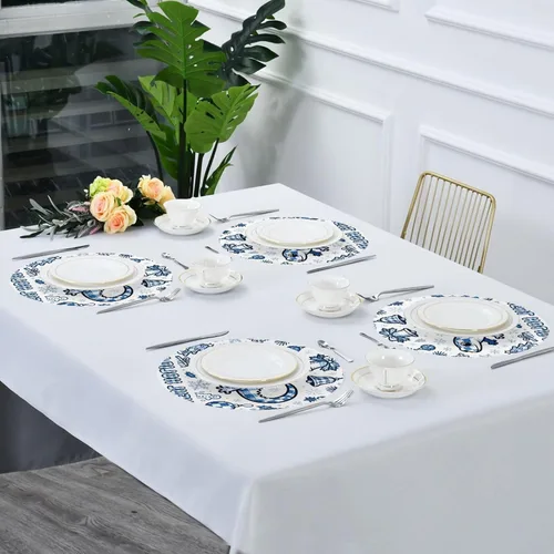 Vista 7 de Merry Christmas Salamander Blue Place mats for Kitchen Table Round Washable Fabric placemats 15x15 in manteles redondos para mesa