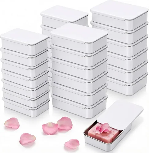 Vista 9 de Goodma 24-Pack contenedores de metal con tapa deslizante rectangular para dulces, joyas, manualidades, píldoras, bálsamo labial, kit