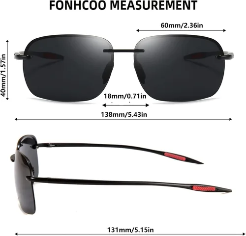Vista 4 de FONHCOO Gafas de sol deportivas polarizadas con protección UV para hombres y mujeres, marco sin montura para ciclismo, pesca, conducción