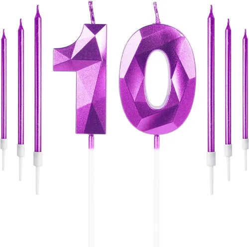 Vista 121 de Vela rosa de cumpleaños número 1 con 6 velas largas, decoraciones de decoración de pastel para fiesta de niña de 1 año, suministros de celebración