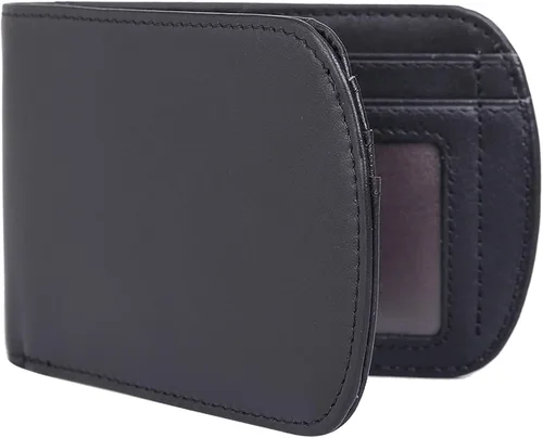 Vista 8 de Polare - Billetera plegable de cuero real italiano con bolsillo frontal delgado y curvo para hombre