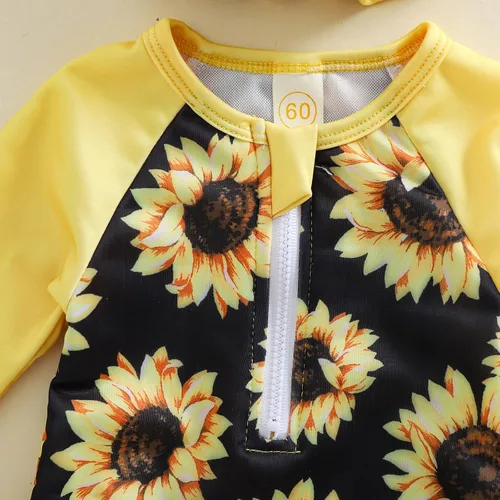 Vista 11 de Traje de baño de una pieza con cremallera de manga larga para bebé niña con gorro