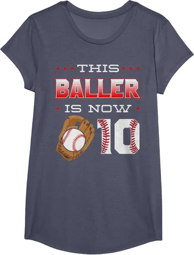 Vista 20 de This Baller Is Now 10 - Camiseta de béisbol para fiesta temática de cumpleaños número 10, Negro