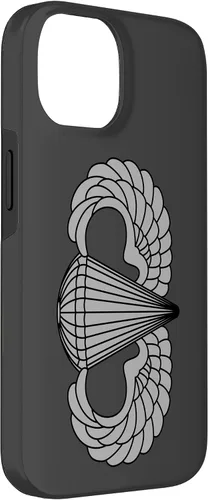 Vista 3 de Insignia básica de paracaidista para iPhone 14, alas de salto aerotransportadas, funda gris