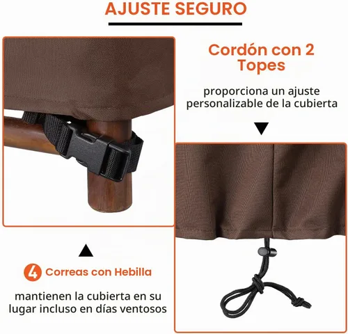 Vista 4 de Arcedo Funda para patio bistró, funda impermeable para muebles de exterior, funda resistente para mesa y sillas de bar, 80 pulgadas de largo x 32