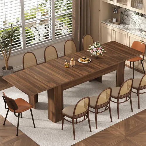 Vista 7 de jiteentarou Mesa de comedor extensible para 6-8 personas de 59 a 86 pulgadas, mesas ampliables de 86 pulgadas de largo para espacios pequeños, mesas