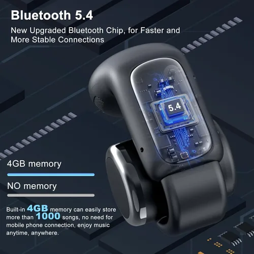 Vista 7 de LOBKIN Auriculares de oreja abierta, auriculares inalámbricos con clip, Bluetooth con micrófono, control táctil de pantalla, llamadas claras ENC